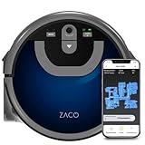 ZACO W450 Wischroboter mit extra Frisch- und Schmutzwassertank (Neuheit 2021), bis 80 Min nass wischen, Roboter-Mopp fr Hartboden, intelligente Kamera Navigation, App & Alexa Steuerung, Midnight Blue